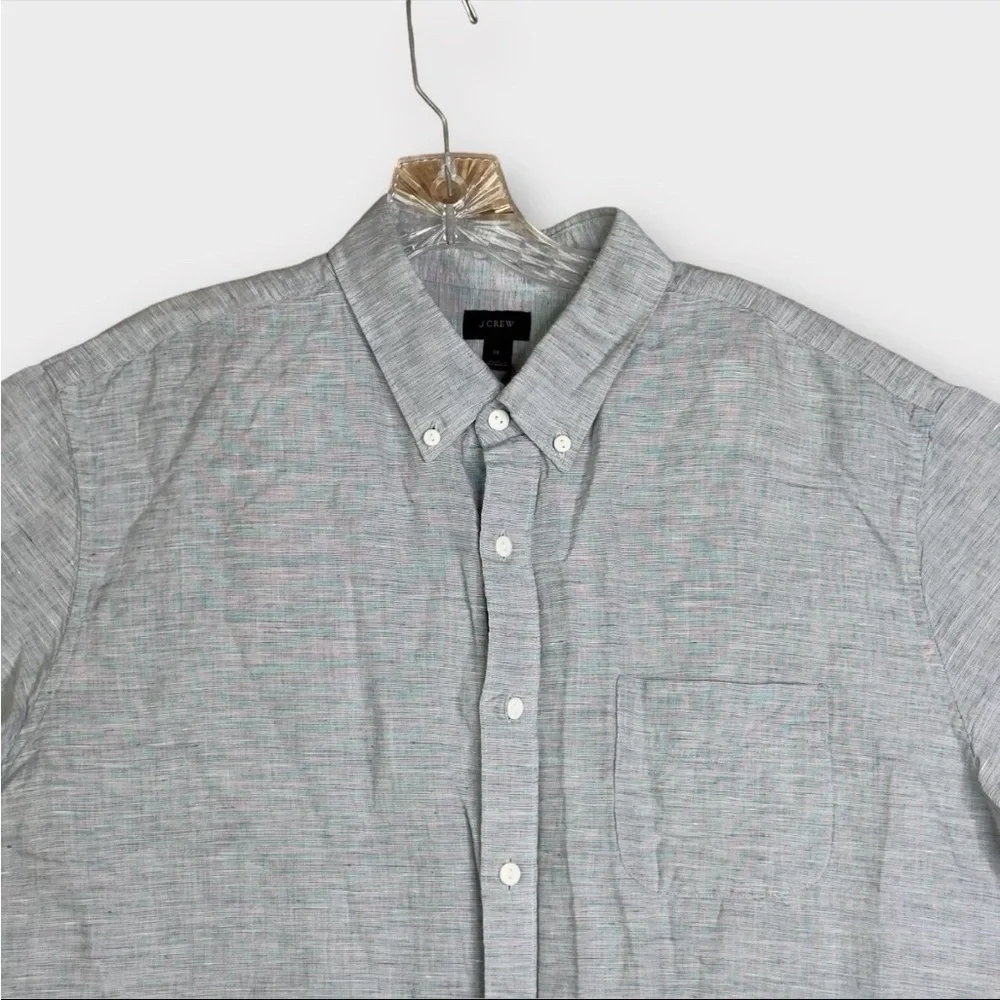J Crew Baird McNutt Irish Linen Men’s XL Shirt Gray Button Down S/S Comfort Boho